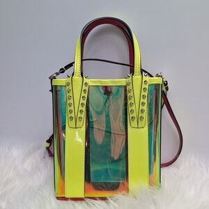 Christian Louboutin Iridescent Holographic Neon Tote with Studs